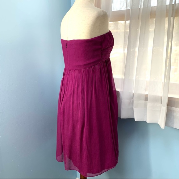 J. Crew Taryn Spiced Wine Silk Chiffon Strapless Dress - Picture 6 of 11